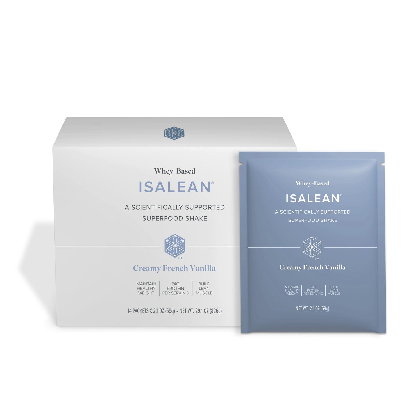 Isagenix IsaLean Shake - Complete Superfood Meal Replacement Drink Mix for Maintaining Healthy Weight and Lean Muscle Growth - 826 Grams - 14 Meal Packets (Creamy French Vanilla Flavor)