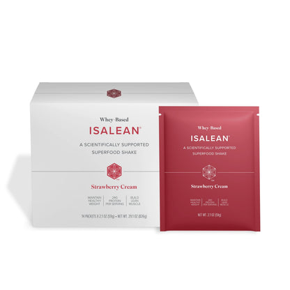 Isagenix IsaLean Shake - Complete Superfood Meal Replacement Drink Mix for Maintaining Healthy Weight and Lean Muscle Growth - 826 Grams - 14 Meal Packets (Strawberry Cream Flavor)
