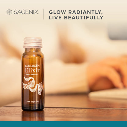 Isagenix Collagen Elixir - Collagen Drink with Marine Collagen Peptides - Liquid Collagen Shot to Support a Youthful Appearance with Vitamin C, Zinc & Biotin - 50 mL