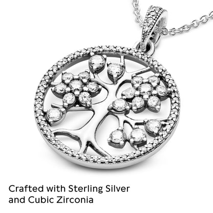 PANDORA Jewelry - Family Tree Hearts Cubic Zirconia Necklace - Gift for Her - Sterling Silver - 31.5", With Gift Box