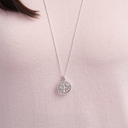 PANDORA Jewelry - Family Tree Hearts Cubic Zirconia Necklace - Gift for Her - Sterling Silver - 31.5", With Gift Box