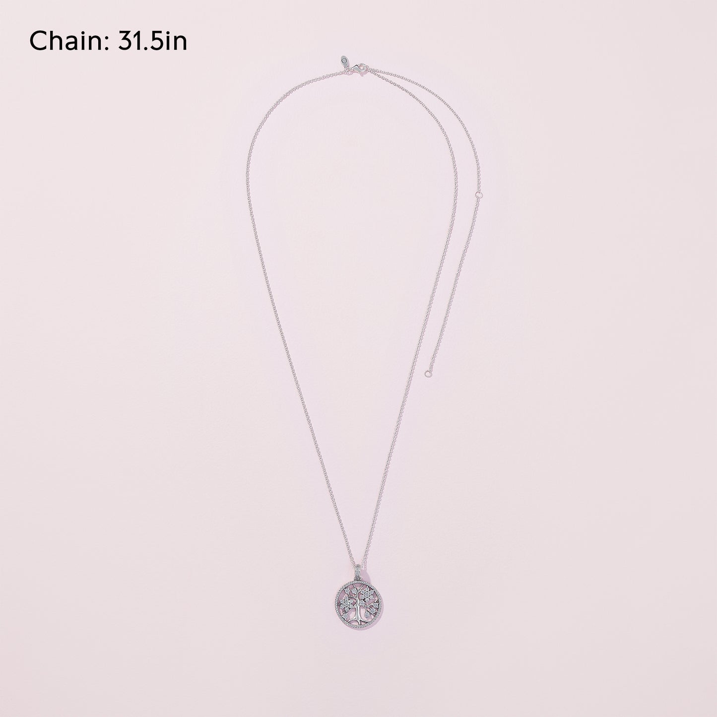 PANDORA Jewelry - Family Tree Hearts Cubic Zirconia Necklace - Gift for Her - Sterling Silver - 31.5", With Gift Box