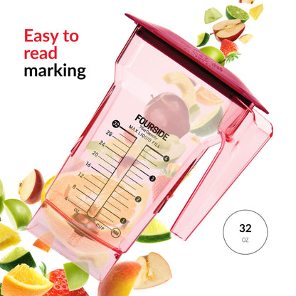 Blendtec FourSide Jar (75 oz), Blender Jar, Commercial Grade, Hard Lid, BPA-Free, Red