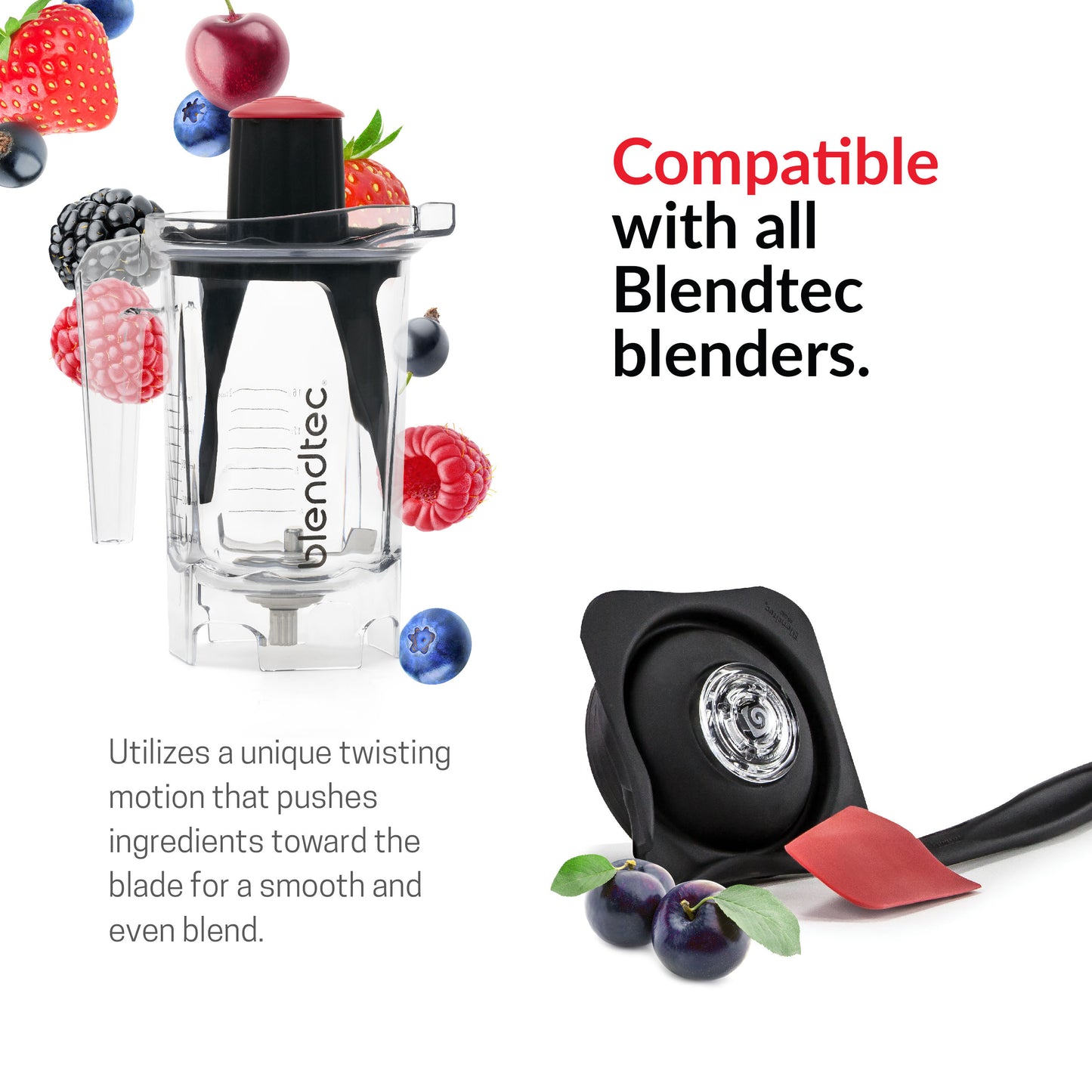Blendtec Twister Jar (37 oz), Professional-Grade Blender Jar, Thick Blends, Spectacula Spatula, Twister and Mini Gripper Lid, BPA-free, Clear