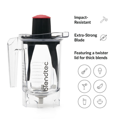 Blendtec Twister Jar (37 oz), Professional-Grade Blender Jar, Thick Blends, Spectacula Spatula, Twister and Mini Gripper Lid, BPA-free, Clear