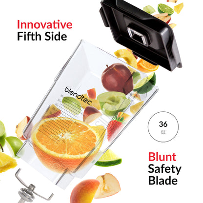 Blendtec WildSide (90 oz volume/36 oz Wet/Dry Fillable) -Five Sided-Professional-Grade Blender Jar-Vented Latching Lid-BPA-free-Clear, 90 fl ounces