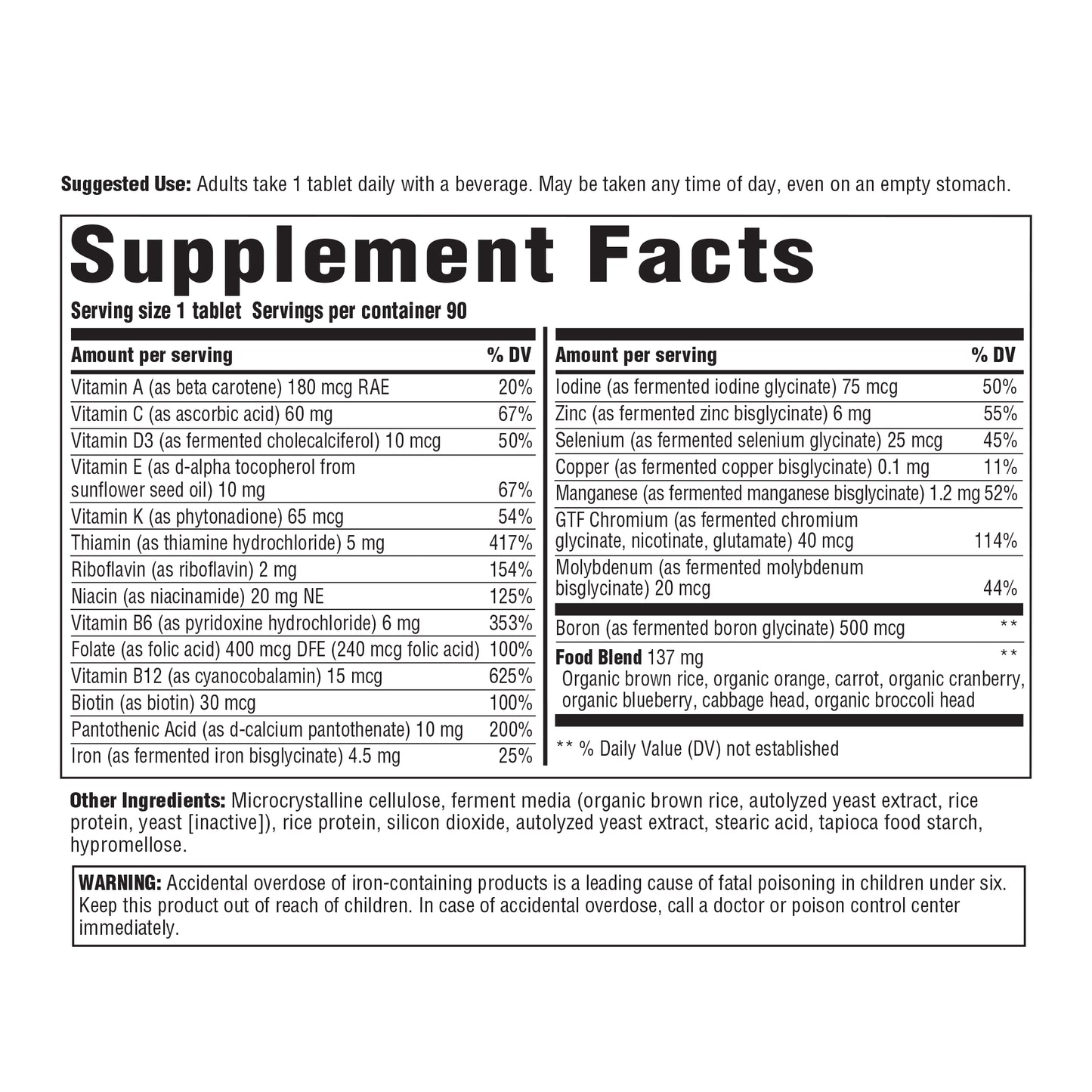 INNATE Response Formulas, One Daily, Herb-Free Multivitamin, Vegetarian, Non-GMO, 90 tablets (90 servings)