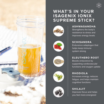 Isagenix Ionix Supreme - Drink with Niacin, Vitamin B12, Vitamin B6 and Ribflavin to Help Fight Stress - 225 Grams - 30 Packets (Natural Fruit Flavor)