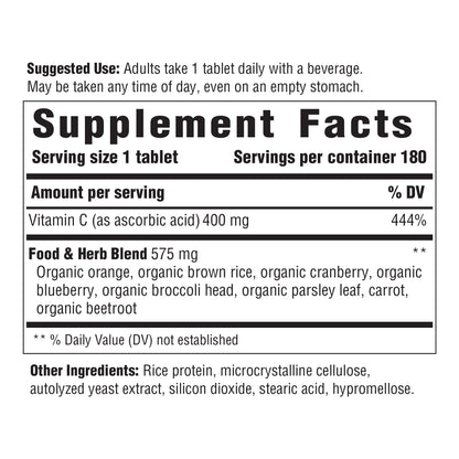 INNATE Response Formulas, Vitamin C-400 mg, Antioxidant Vitamin C Supplement, Vegan, 180 tablets (180 Servings)
