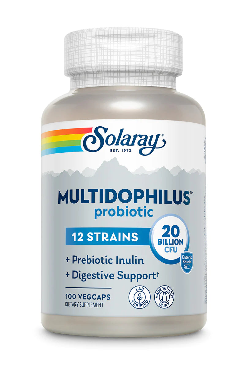 Solaray Multidophilus 12 Strain Probiotic | 20 Billion CFU | Healthy Gut Support | 50 Servings | 100 Enteric VegCaps