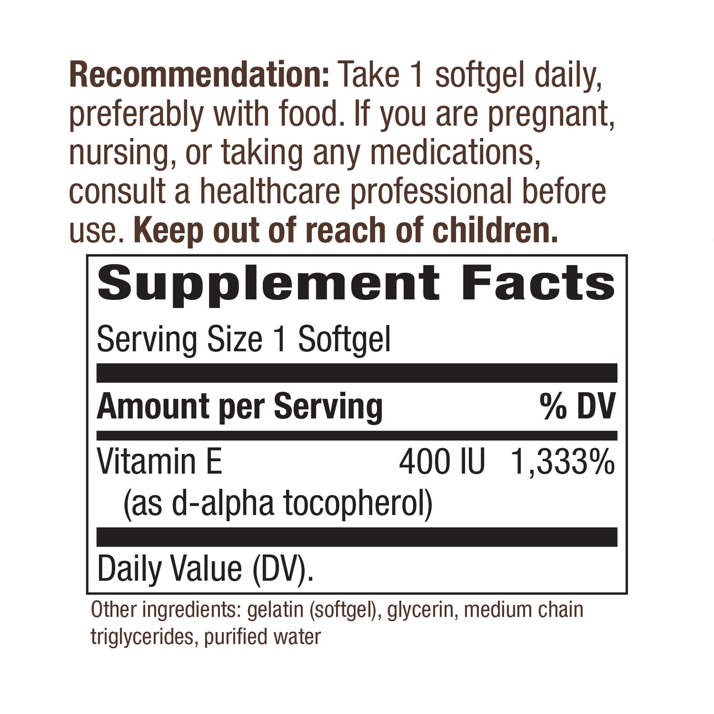Nature's Way Vitamin E 400 IU, D-Alpha Tocopherol, Powerful Antioxidant, Helps Protect Against Free Radicals, 100 Softgels