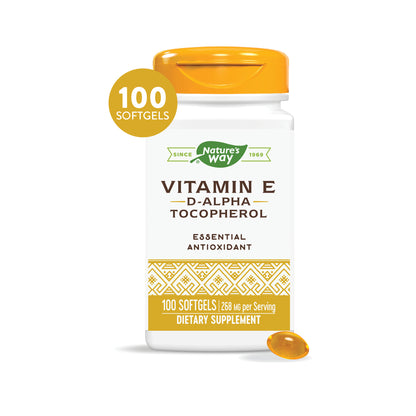 Nature's Way Vitamin E 400 IU, D-Alpha Tocopherol, Powerful Antioxidant, Helps Protect Against Free Radicals, 100 Softgels
