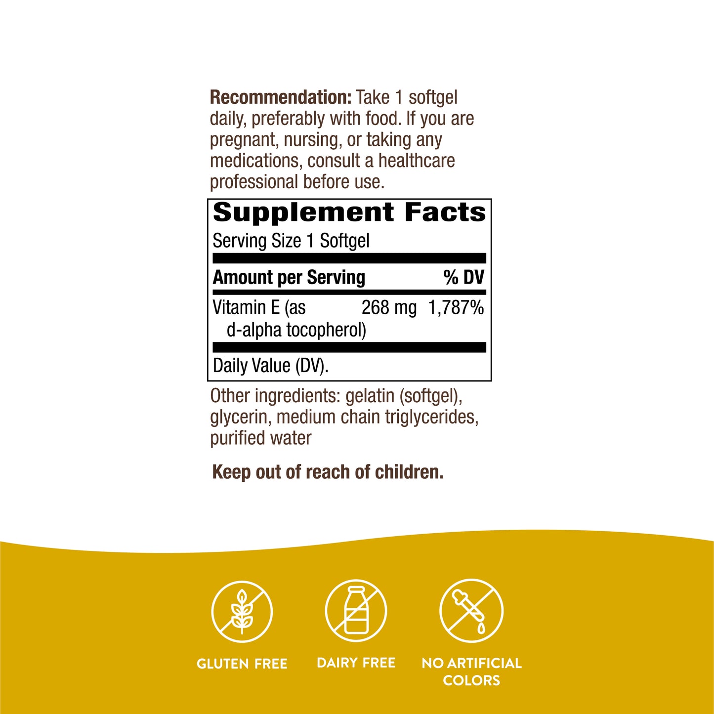 Nature's Way Vitamin E 400 IU, D-Alpha Tocopherol, Powerful Antioxidant, Helps Protect Against Free Radicals, 100 Softgels