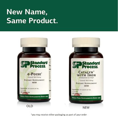 Standard Process e-Poise - Whole Food Energy, Vitality, and Antioxidant Support with Riboflavin, Vitamin B6, Thiamine, Wheat Germ, Vitamin A, Flaxseed Oil, Calcium, Vitamin B12-150 Capsules