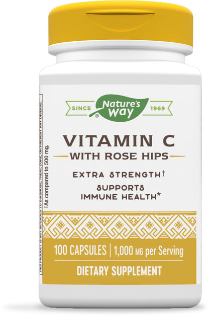 Nature's Way Vitamin C 1000 with Rose Hips, 100 Capsules
