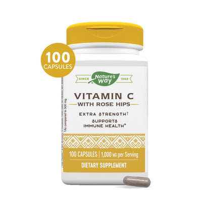 Nature's Way Vitamin C 1000 with Rose Hips, 100 Capsules