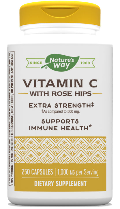 Vitamin C with Rose Hips; 1000 mg Vitamin C per Serving; 250 Capsules