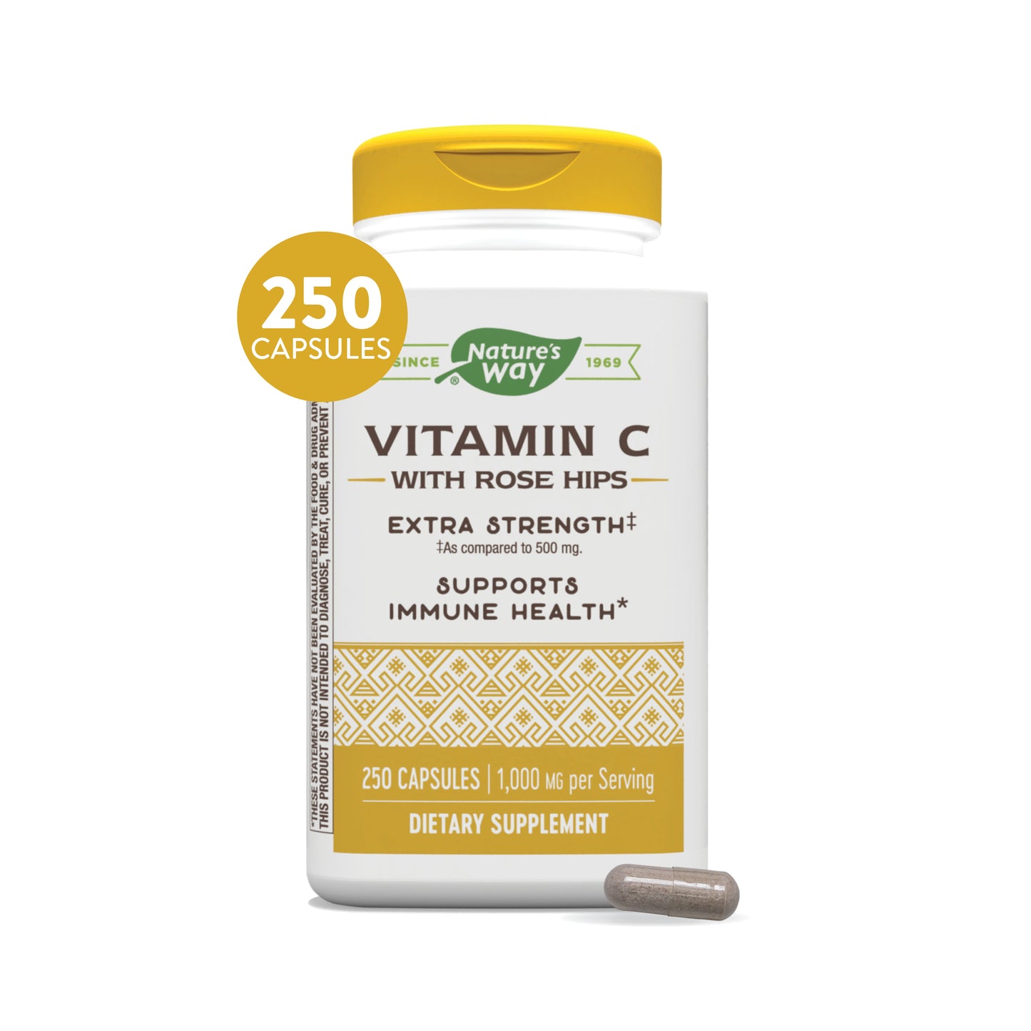 Vitamin C with Rose Hips; 1000 mg Vitamin C per Serving; 250 Capsules