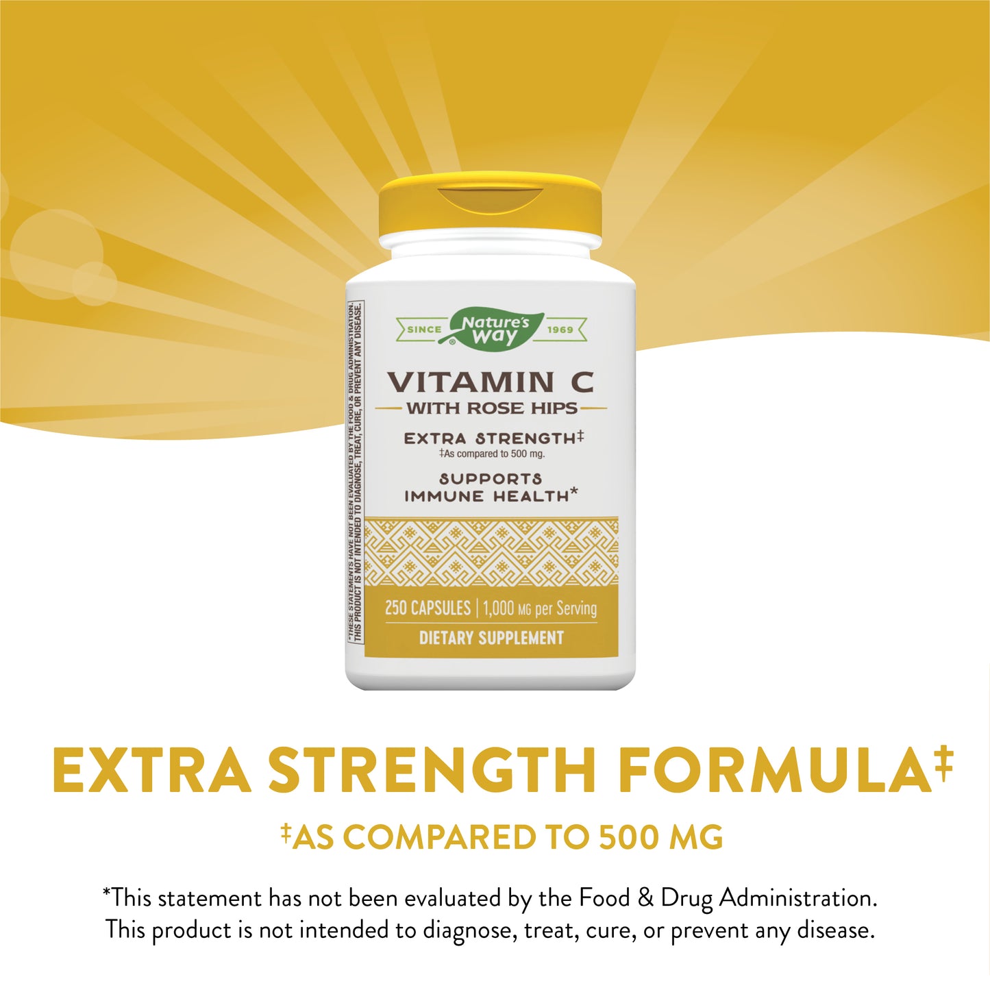 Vitamin C with Rose Hips; 1000 mg Vitamin C per Serving; 250 Capsules