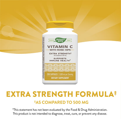 Vitamin C with Rose Hips; 1000 mg Vitamin C per Serving; 250 Capsules