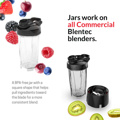 Blendtec GO (30 oz) Bottle, Reusable Single Serve Blender Cup, Includes Travel Lid, BPA-Free Jar, Clear