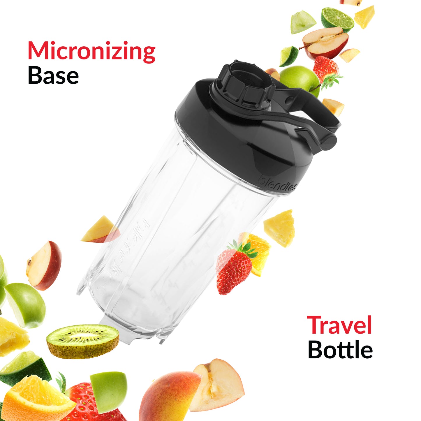 Blendtec GO (30 oz) Bottle, Reusable Single Serve Blender Cup, Includes Travel Lid, BPA-Free Jar, Clear