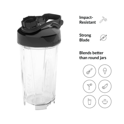 Blendtec GO (30 oz) Bottle, Reusable Single Serve Blender Cup, Includes Travel Lid, BPA-Free Jar, Clear