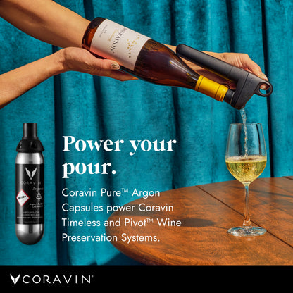 Coravin Pure Capsules - Pack of 6 - Patented Argon Gas Cartridges for Coravin Wine Bottle Opener, Needle Pourer, or Coravin Pivot
