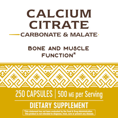 Nature's Way Calcium Citrate, Carbonate & Malate, 250 Capsules (Pack of 2)