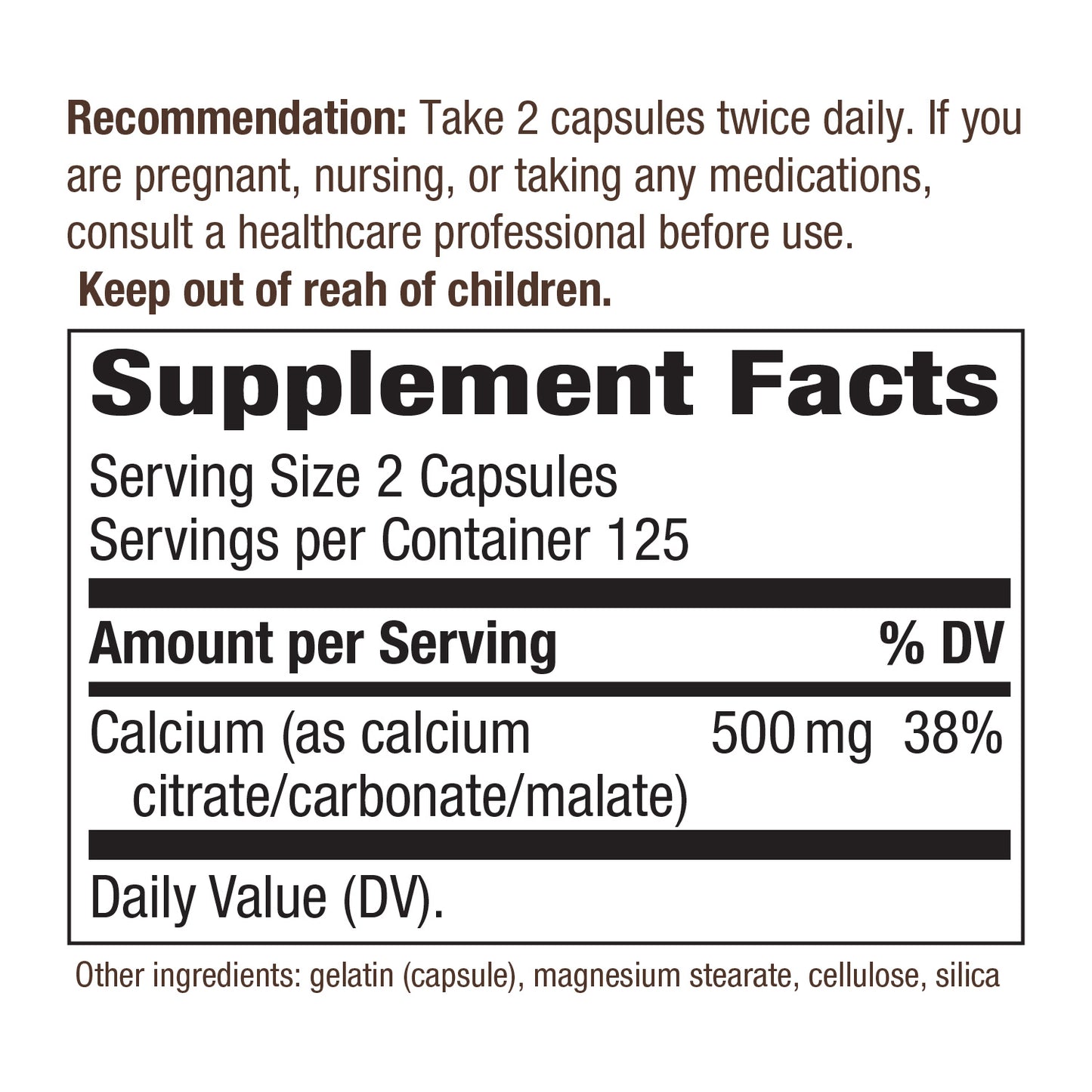Nature's Way Calcium Citrate Complex, 500 mg per serving, 250 Capsules