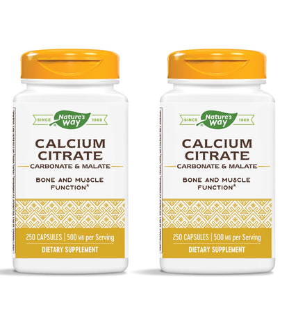 Nature's Way Calcium Citrate, Carbonate & Malate, 250 Capsules (Pack of 2)