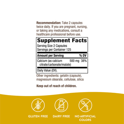 Nature's Way Calcium Citrate Complex, 500 mg per serving, 250 Capsules
