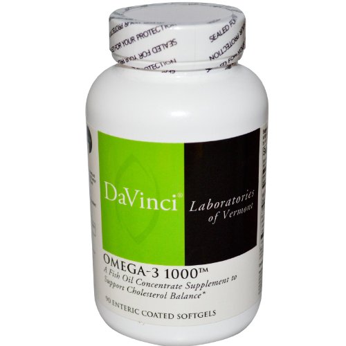 DaVinci Labs Omega-3 1000 - Dietary Supplement to Maintain Already Normal Cholesterol Levels and Support Immune System, Hair and Skin* - Gluten-Free - 90 Enteric Coated Softgels