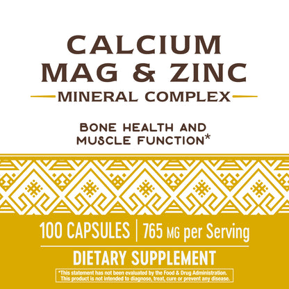 Nature's Way Calcium, Magnesium & Zinc, Mineral Complex, 100 Capsules (2 Pack)