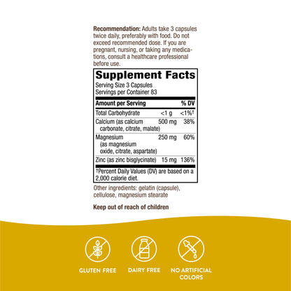 Nature's Way Calcium, Magnesium & Zinc, 765 mg per Serving, 250 Capsules