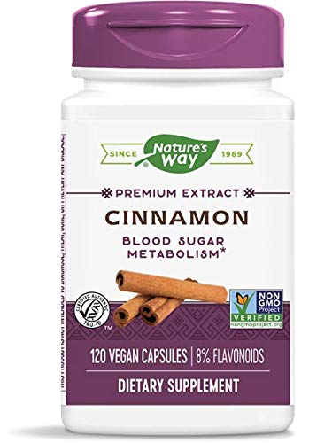 Nature's Way Premium Extract Standardized Cinnamon 8% Flavonoids, 120 Vegetarian Capsules (2 Pack)