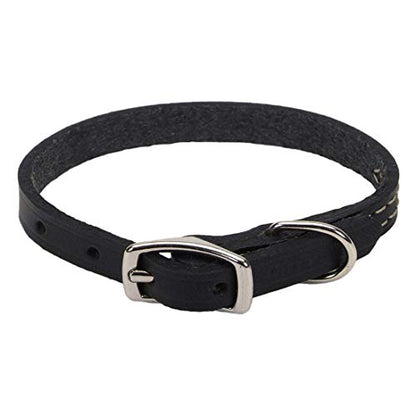 Coastal - Circle T - Oak Tanned Leather Town Dog Collar, Black, 5/8" x 14"