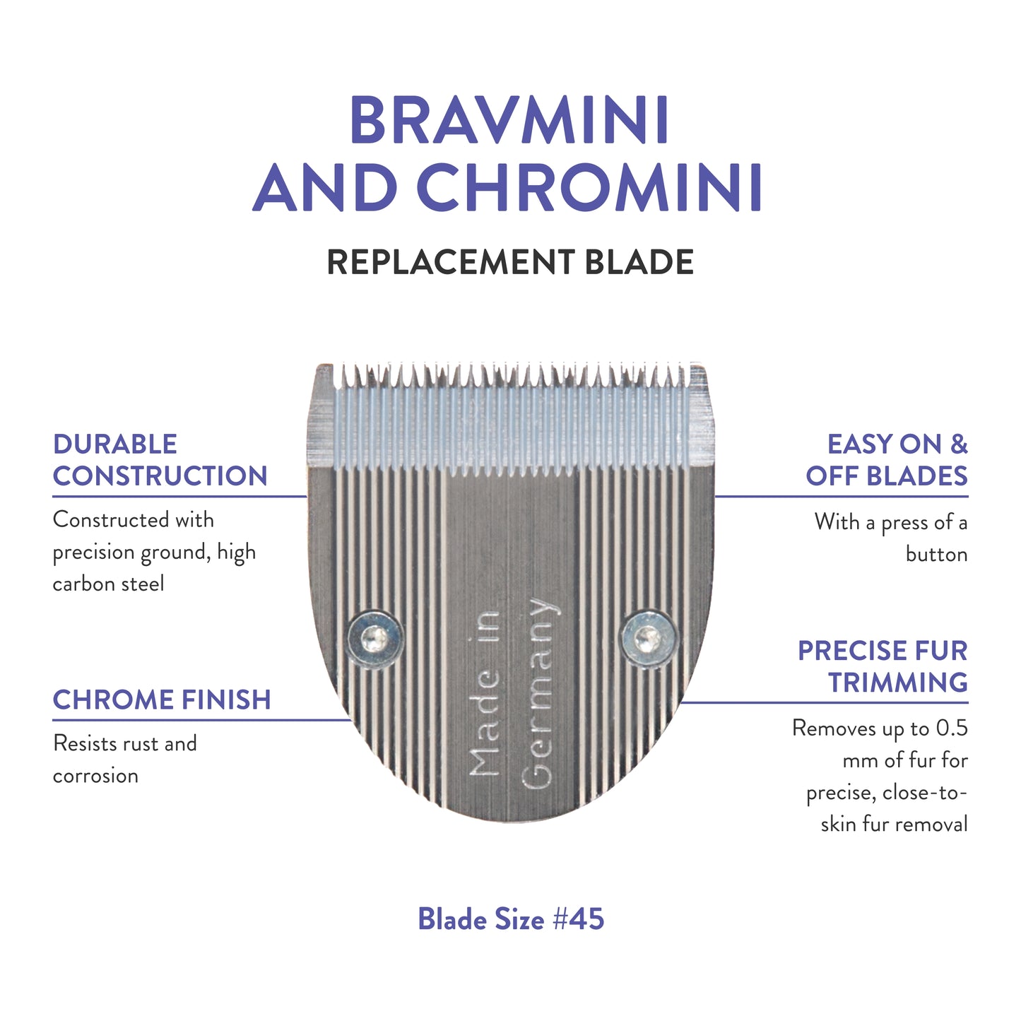 WAHL Professional Animal Blade for Wahl's BravMini and ChroMini Pet, Dog, Cat, and Horse Trimmers (41590-7370)