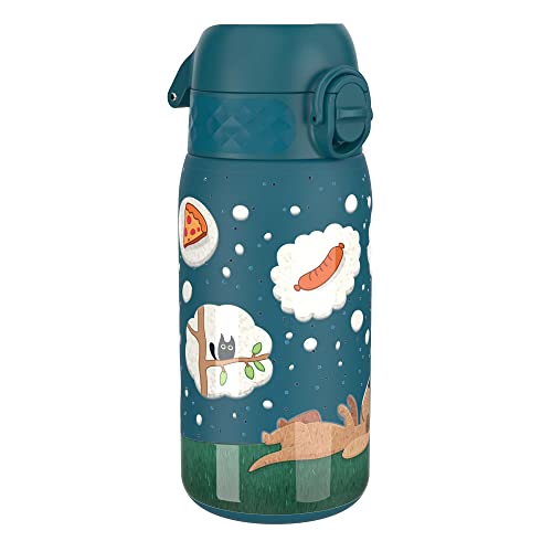 Ion8 Kid's Stainless Steel Water Bottle - Food-Safe and Odor Resistant - Fits Car Cup Holders, Backpack Pockets and More, 14 oz / 400 ml (Pack of 1) - Dog Dreaming