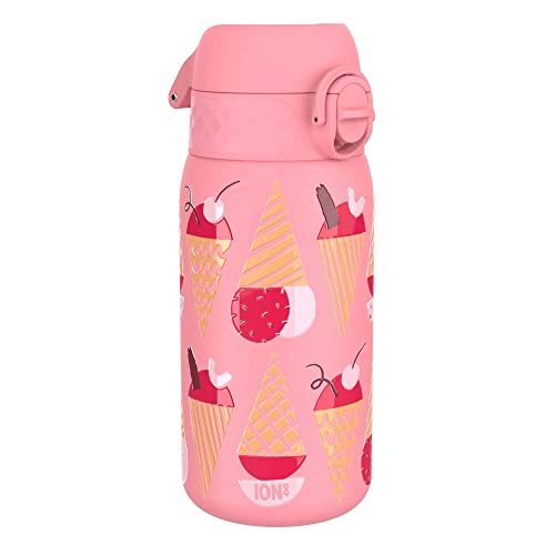Ion8 Kid's Stainless Steel Water Bottle - Food-Safe and Odor Resistant - Fits Car Cup Holders, Backpack Pockets and More, 14 oz / 400 ml (Pack of 1) - Ice Cream