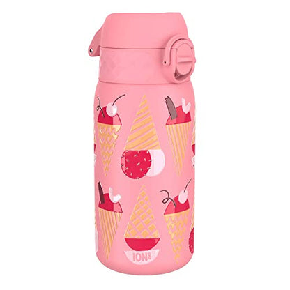 Ion8 Kid's Stainless Steel Water Bottle - Food-Safe and Odor Resistant - Fits Car Cup Holders, Backpack Pockets and More, 14 oz / 400 ml (Pack of 1) - Ice Cream