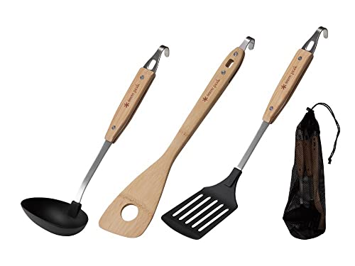 Snow Peak Kitchen Tool Set - Cooking Utensil Kit - Nylon Spatula, Nylon Ladle, Bamboo Spatula