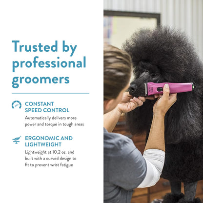 WAHL Professional Animal Creativa Cordless Dog, Cat, Pet, and Horse Clipper with 5-in-1 Adjustable Blade, Berry (41876-0431)