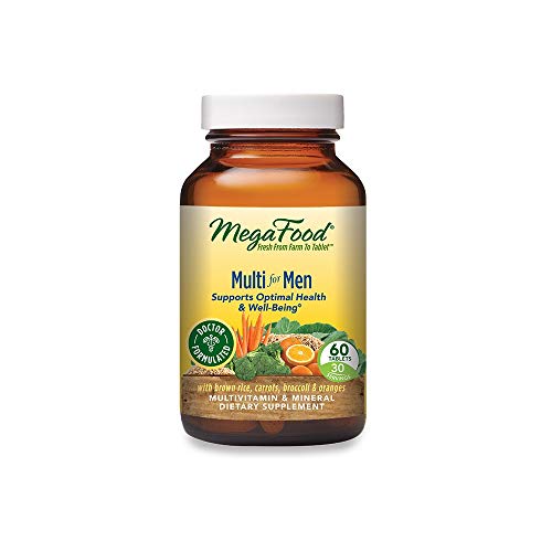 MegaFood Multi for Men - Men's Multivitamin for Optimal Health and Well-Being - With B Complex Vitamins - Gluten Free, Non-GMO, Dairy Free, Soy Free - 60 Tablets