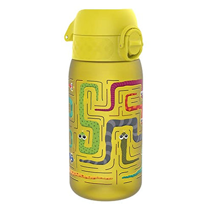 Ion8 Kid's One Touch 2.0 On-The-Go Printed Water Bottle - Leakproof and BPA-Free Water Bottle - Fits Car Cup Holders and Kid's Backpacks 12 oz / 350 ml - Snakes