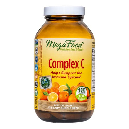 MegaFood Complex C - Helps Support Immune System with Vitamin C Delivered from Real Organic Oranges - Gluten-Free, Vegan, Made without Dairy or Soy - 180 Tabs