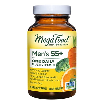 MegaFood, Men Over 55 One Daily, Supports Optimal Health and Wellbeing, Multivitamin and Mineral Dietary Supplement, Vegetarian, 90 Tablets