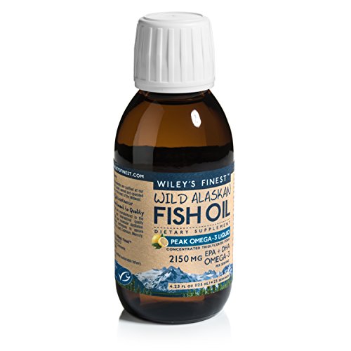 Wiley's Finest Wild Alaskan Fish Oil - Peak Omega-3 Liquid 2300mg EPA + DHA Omega-3 Natural Supplement 25 Servings