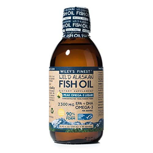 Wiley's Finest Wild Alaskan Fish Oil - Peak Omega-3 Liquid 2150mg EPA + DHA Omega-3 Natural Supplement 50 Servings (Packaging May Vary)