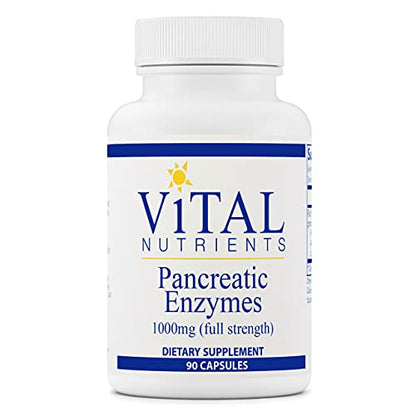 Vital Nutrients Pancreatic Enzymes 1000mg (Full Strength) | Pancreatin Digestion Supplement with Protease, Amylase & Lipase | Digestive Enzymes | Gluten, Dairy, and Soy Free | 180 Capsules